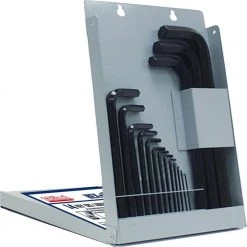Hex-L Key Allen Wrench - 14-Pieces Set Metric MM Sizes 0.9-17 Long Series with Metal Box by Eklind