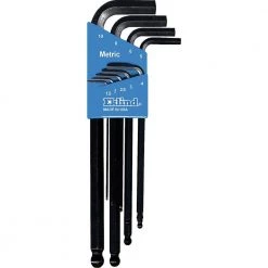 Long Series Ball-Hex-L Key Set with Holder Size 1.5 mm to 10 mm (9-Piece) by Eklind