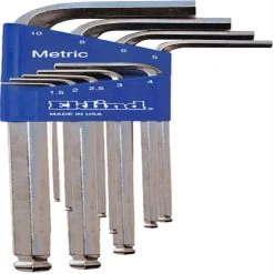 Bright-Ball-Hex-L Key Allen Wrench - 9-Pieces Set Metric MM Sizes 1.5-10 Long Series by Eklind