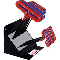 Cushion Grip Hex Allen Wrench T-Handle Key Combo- 9 in. Inch/MM (2 Sets 18-Pieces) with Stand by Eklind