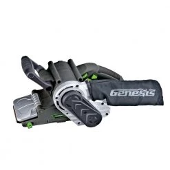 8 Amp 3 in. x 21 in. Single Lever Variable Speed Belt Sander with Adjustable Front Handle and Dust Bag by Genesis