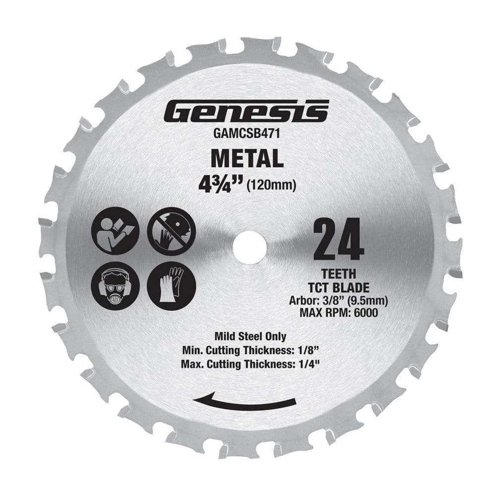 4-3/4 in. 24-Teeth Metal-Cutting Circular Saw Blade by Genesis 3 4-3/4 in. 24-Teeth Metal-Cutting Circular Saw Blade by Genesis