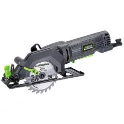 4.0 Amp 4-1/2 in. Compact Circular Saw with 24T Blade, Rip Guide, Vacuum Adapter and Blade Wrench by Genesis