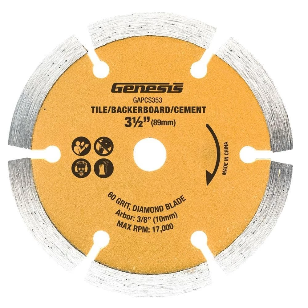 3-1/2 in. Dry-Cut Diamond-Coated Plunge Circular Saw Blade for Tile, Backerboard and Cement by Genesis 1 3-1/2 in. Dry-Cut Diamond-Coated Plunge Circular Saw Blade for Tile, Backerboard and Cement by Genesis
