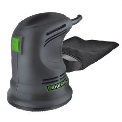 5 in. Random Orbit Sander with Rubberized Palm Grip, Hook-and-Loop System, Dust Bag and Sanding Disc Assortment by Genesis