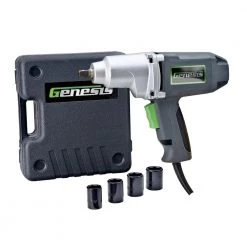 7.5 Amp 1/2 in. Impact Wrench Driver with Detent Pin Square Drive Anvil, 4 Sockets and Heavy-Duty Storage Case by Genesis -Primefit Shop genesis impact wrenches giw3075k 1f 1000