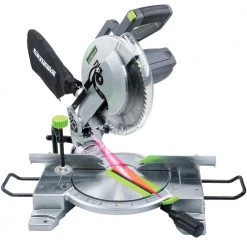 15 Amp 10 in. Compound Miter Saw with Laser Guide, 9 Positive Stops, Clamp, Dust Bag, 2 Wings and Blade by Genesis