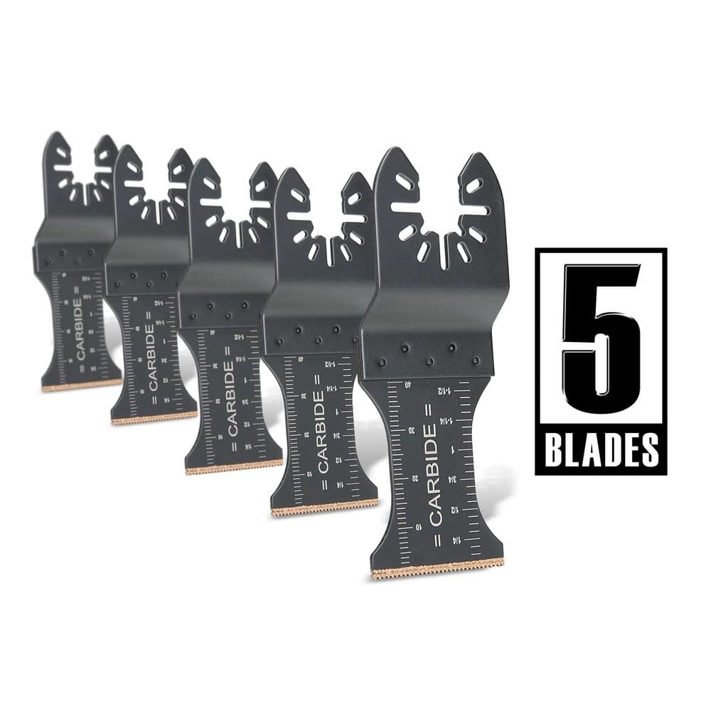 Universal 1-3/8 in. Quick-Fit Carbide Oscillating Multi-Tool Quick-Release Carbide Flush Cut Blade (5-Pack) by Genesis 3 Universal 1-3/8 in. Quick-Fit Carbide Oscillating Multi-Tool Quick-Release Carbide Flush Cut Blade (5-Pack) by Genesis