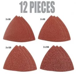 Universal Hook-and-Loop Sandpaper Assortment with 3 60-Grit, 3 80-Grit, 3 120-Grit and 3 240-Grit (12-Piece) by Genesis
