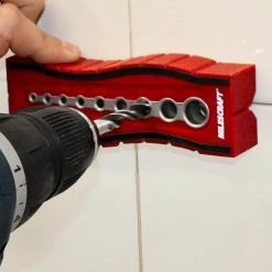 Drill Block Plus Handheld Drilling Guide w/9 Bushing Sizes - Easy To Cut On Flat, Edge Or Round Stock-Easy To Center by Milescraft -Primefit Shop milescraft drill attachments 1335 4f 1000