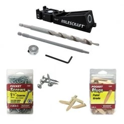 Milescraft PocketJig100 Pocket Hole Bundle Kit - Pocket Jig with 100 1.25 in. Pocket Hole Screws and 50 Pocket Plugs