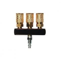 3-Way Bar Air Manifold with 1/4 in. 6-Ball Brass Couplers by Primefit