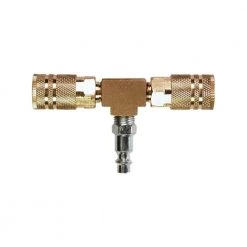 2-Way T-Style Air Manifold with 1/4 in. 6-Ball Brass Couplers by Primefit