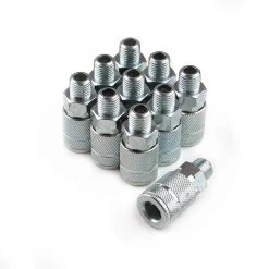 10-Piece 1/4 in. Steel 4-Ball Male Automotive Coupler by Primefit