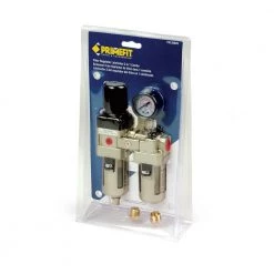 3/8 in. Filter Regulator Lubricator 3-in-1 Combo with Gauge by Primefit -Primefit Shop primefit air pressure regulators frl3802g 1f 1000