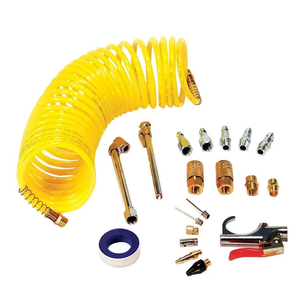 Air Accessory Kit with 25 ft. Recoil Air Hose (20-Piece) by Primefit 3 Air Accessory Kit with 25 ft. Recoil Air Hose (20-Piece) by Primefit