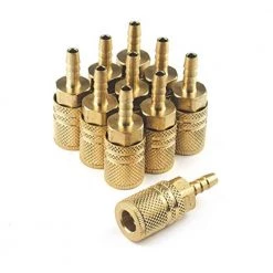 1/4 in. x 1/4 in. Standard Hose Barb Industrial M-Style 6-Ball Coupler Brass (10-Pack) by Primefit